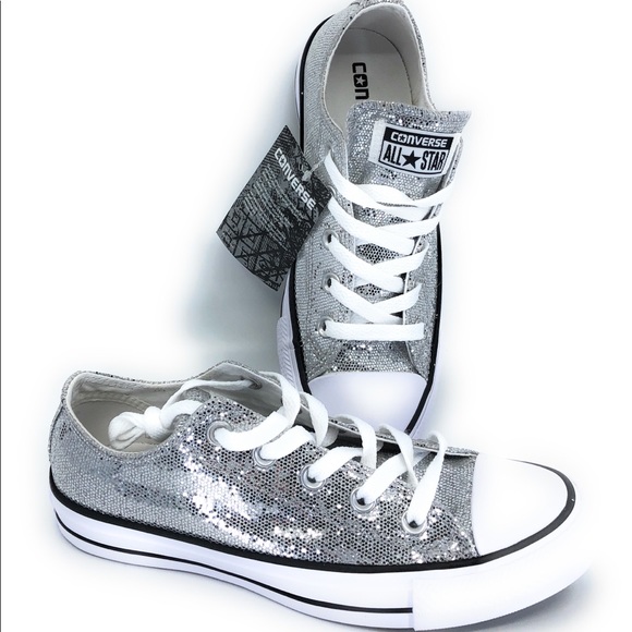 silver sequin converse sneakers